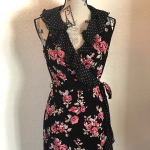 White House Black Market Floral Wrap Dress. L